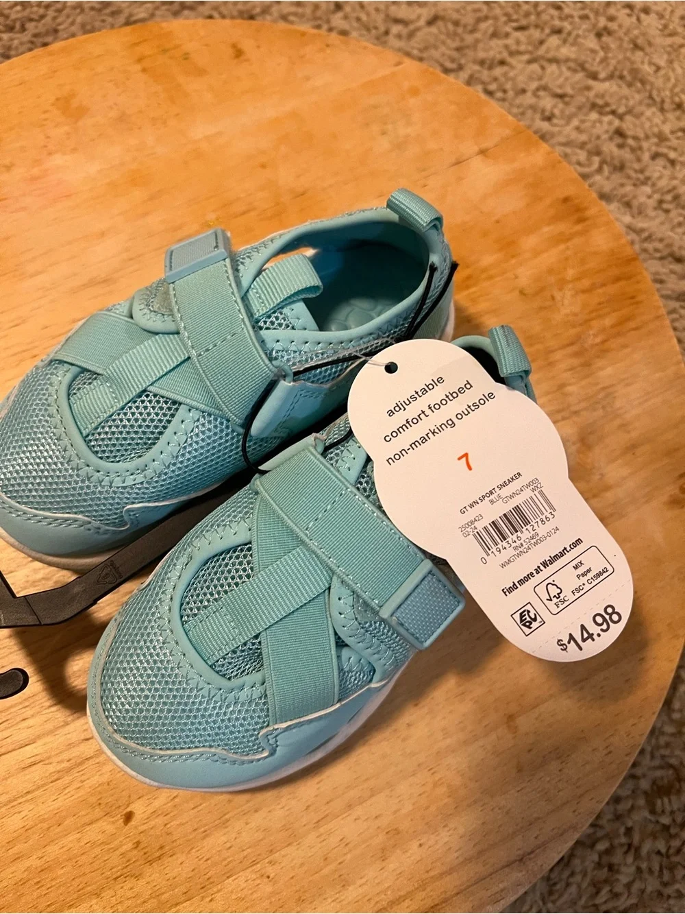 wonder nation Light Blue Hook-and-Loop Kids Sneakers